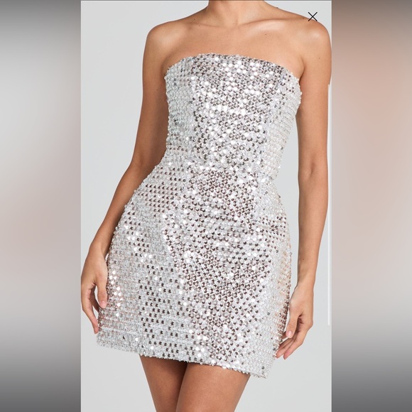 NADINE MERABI Silver Strapless Dress - Picture 4 of 5